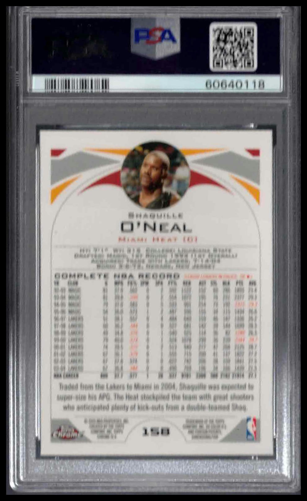 PSA 9 - 2004 TOPPS CHROME #158 SHAQUILLE O'NEAL