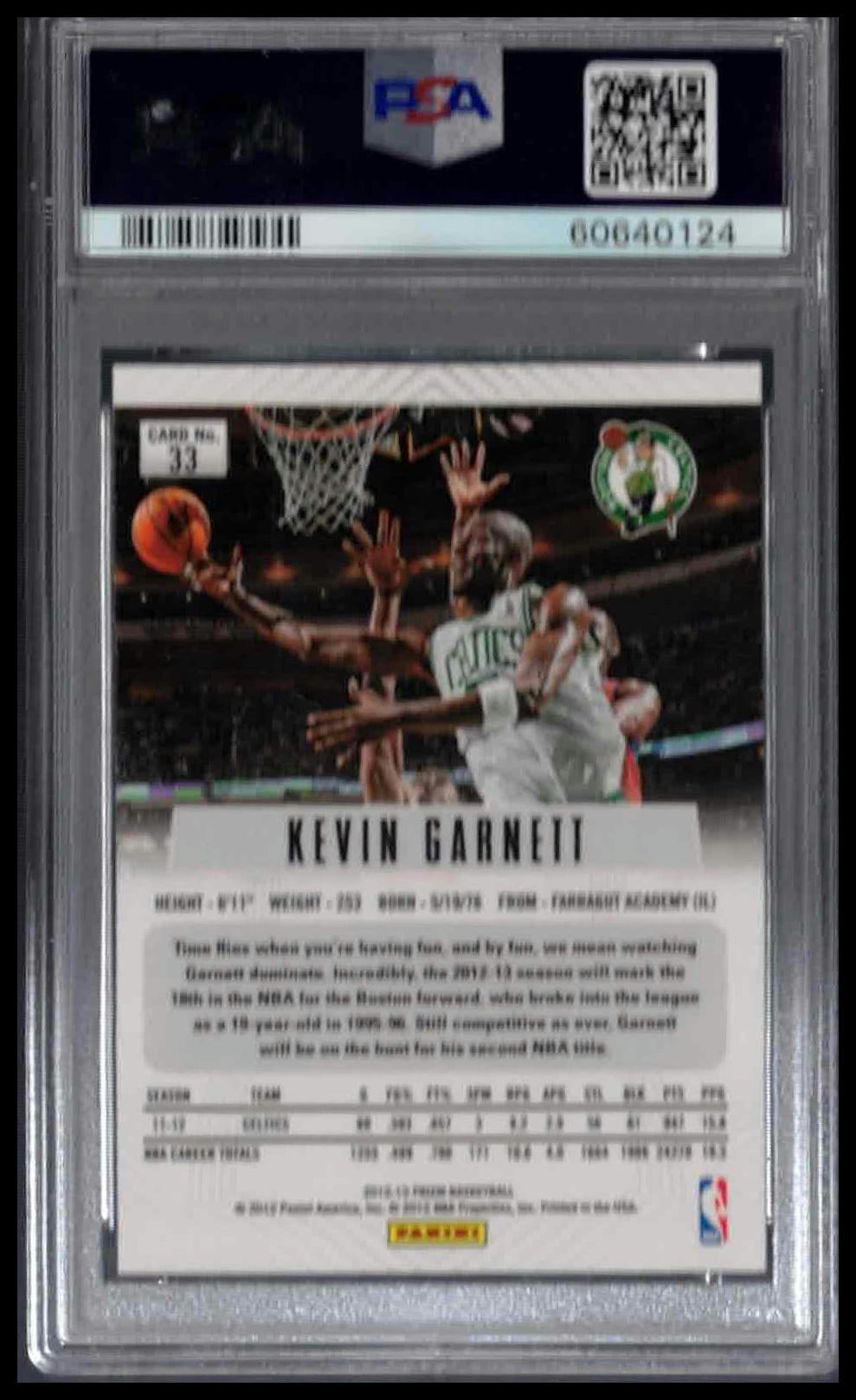 PSA 9 - 2012 PANINI PRIZM #33 KEVIN GARNETT