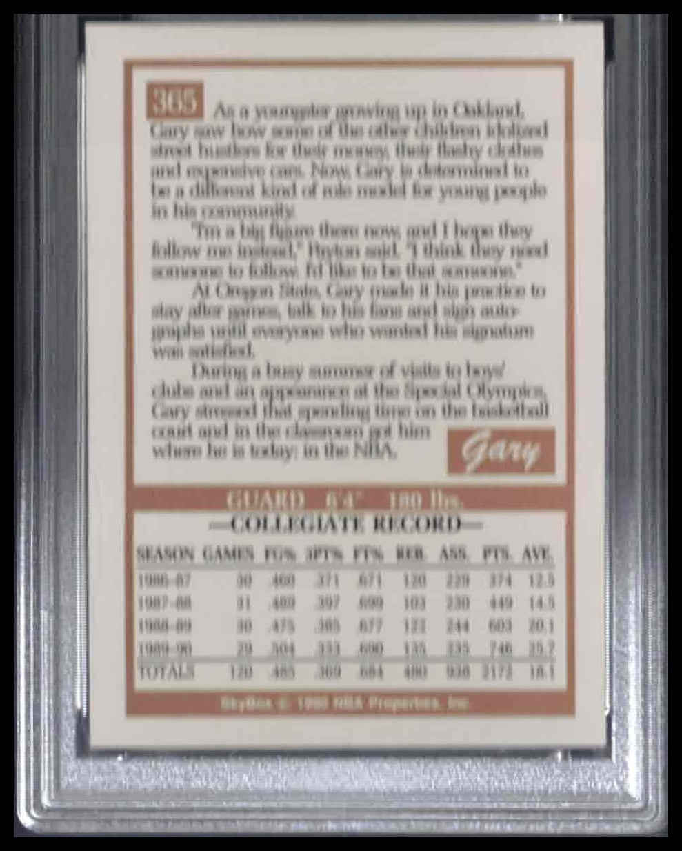 PSA 9 - 1990 SKYBOX #365 GARY PAYTON