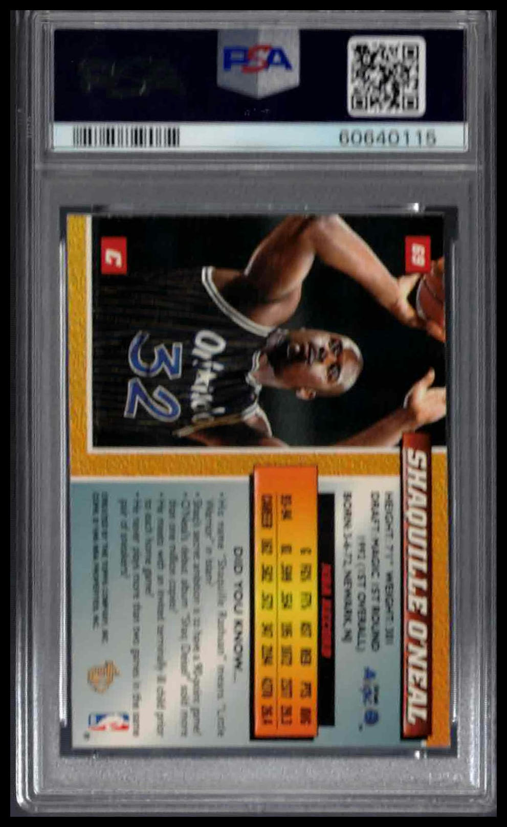 PSA 7 - 1994 TOPPS EMBOSSED #69 SHAQUILLE O'NEAL