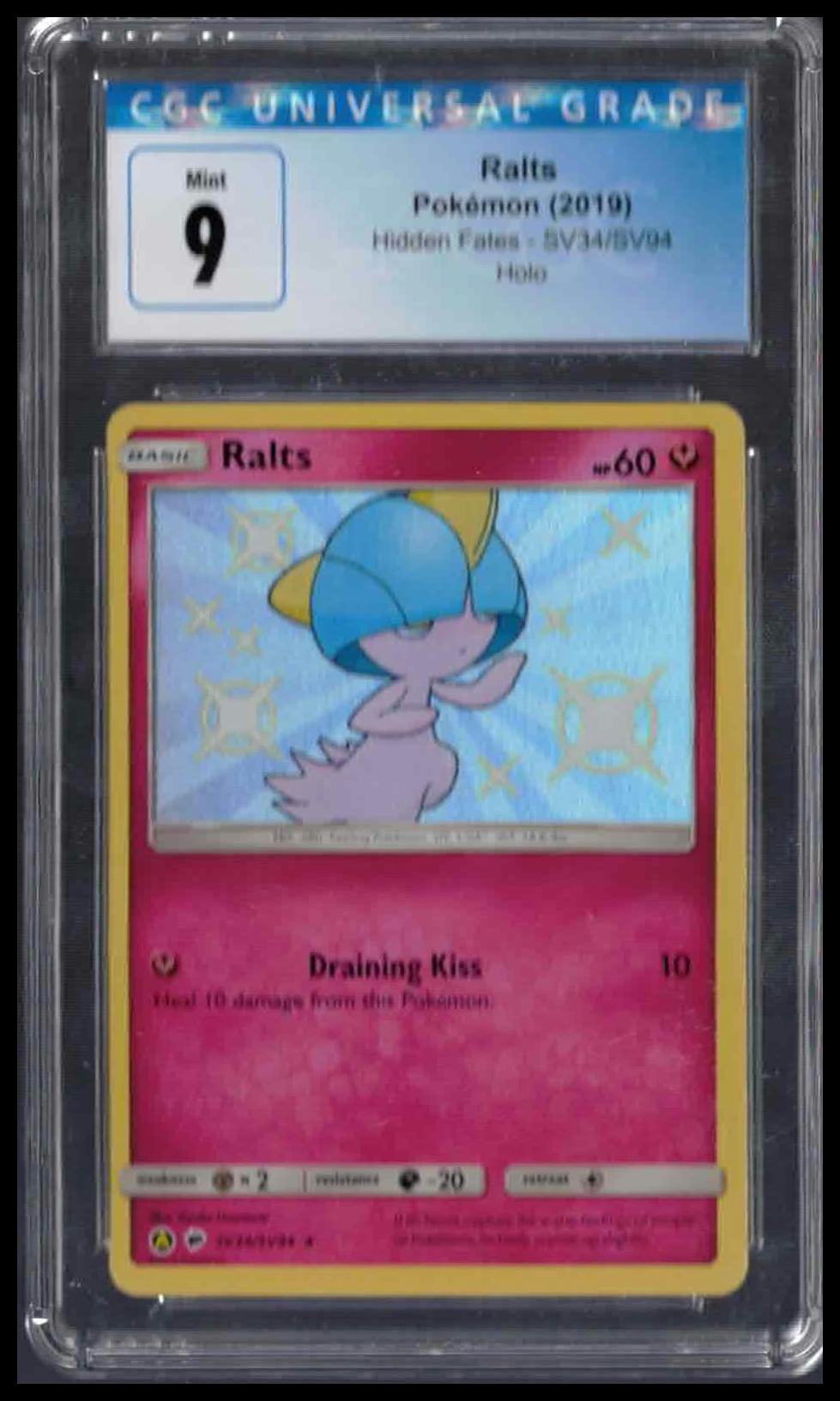 CGC 9 - Ralts (Holo) - 2019 Pokemon - Hidden Fates - #SV34
