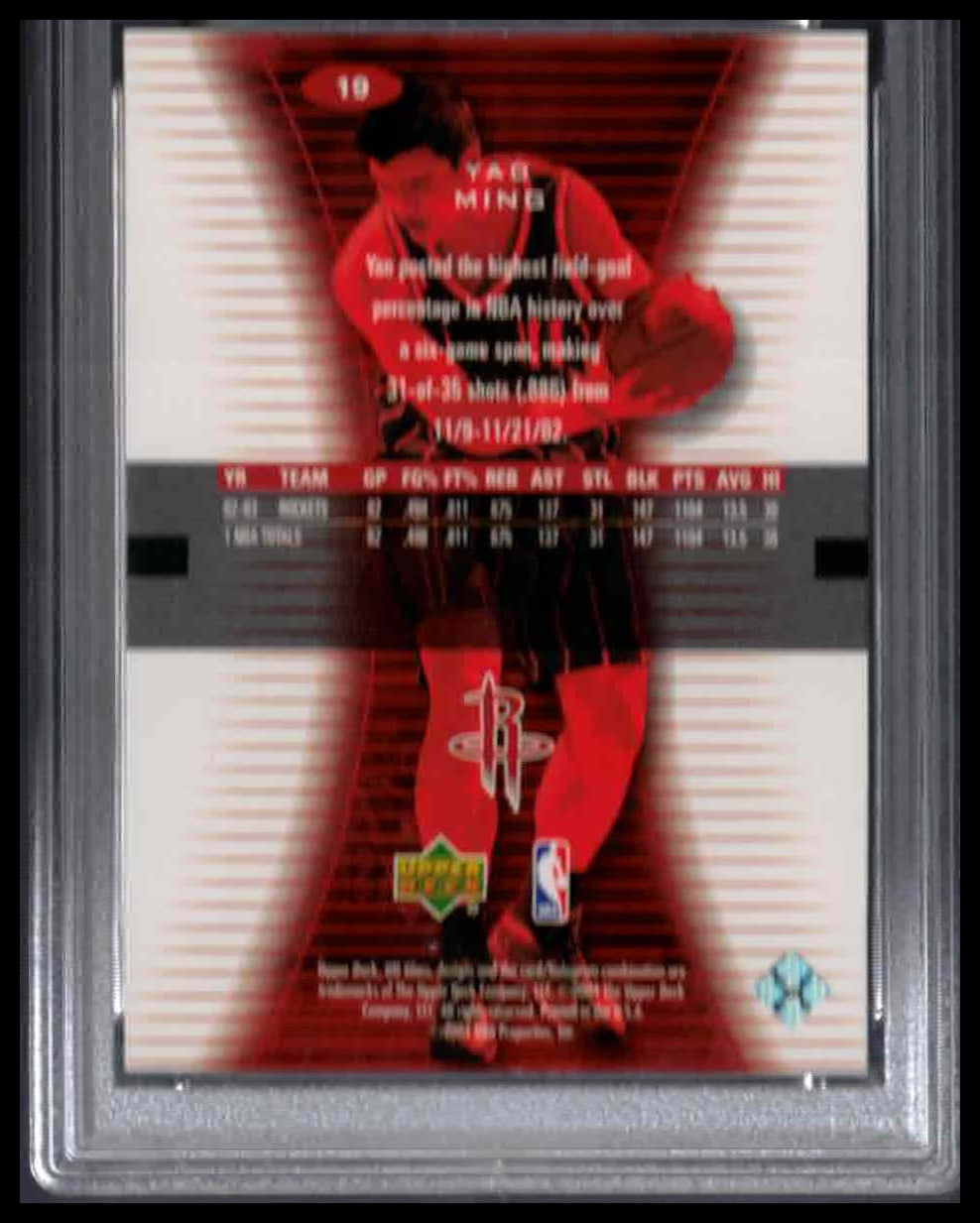 PSA 10 - 2003 UPPER DECK GLASS #19 YAO MING