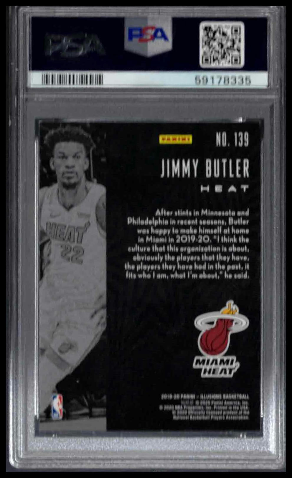 PSA 9 - 2019 PANINI ILLUSIONS #139 JIMMY BUTLER TROPHY COLLECTION SAPPHIRE