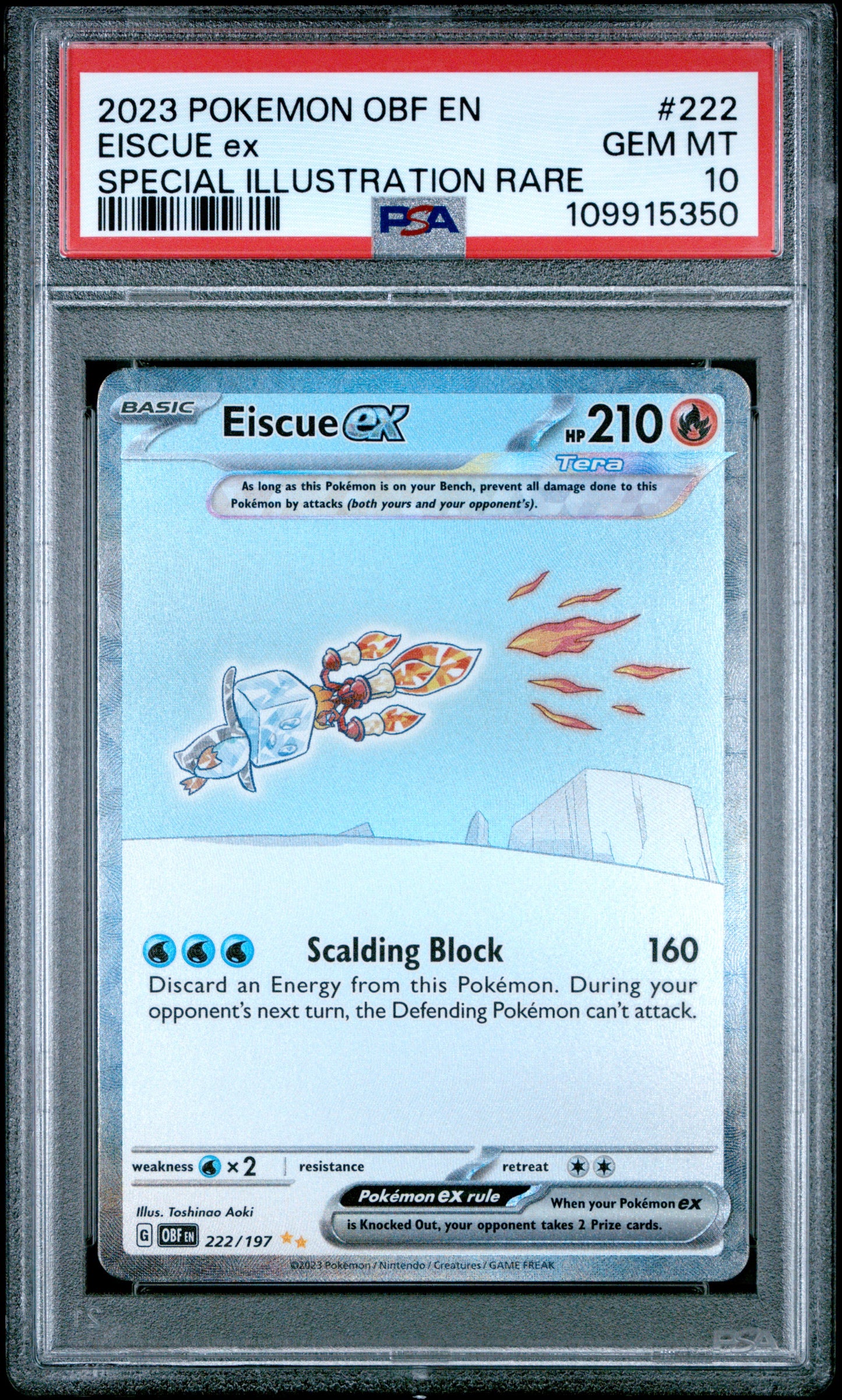 PSA 10 - 2023 POKEMON OBF EN-OBSIDIAN FLAMES #222 EISCUE ex SPECIAL ILLUSTRATION RARE