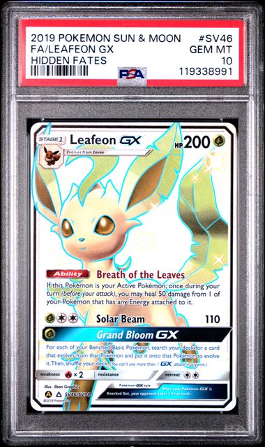 Pokémon Hidden Fates 2019 SV46 Leafeon GX Full Art PSA 10 Gem Mint