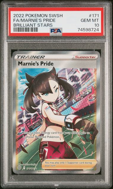 2022 Pokémon Sword & Shield Brilliant Stars #171 Marnie’s Pride Full Art – PSA 10 Gem Mint