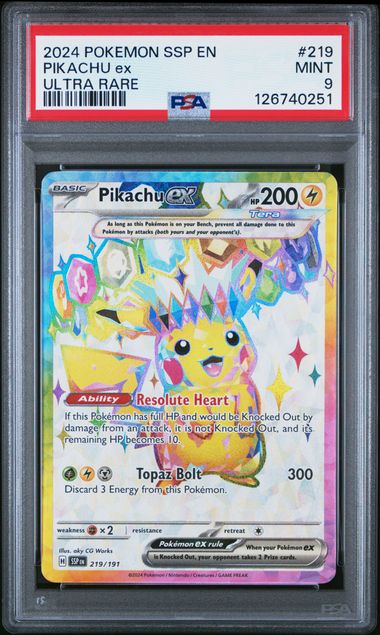 2024 Pokemon Surging Sparks Pikachu ex Ultra Rare #219 PSA 9 Mint