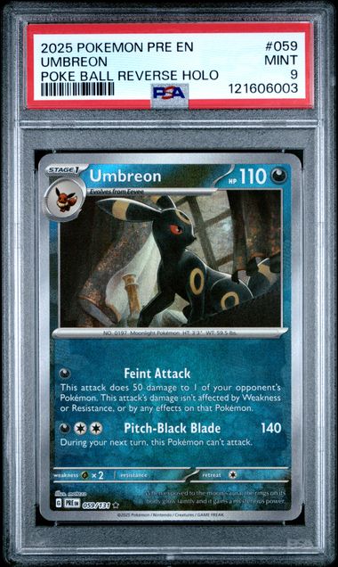 Pokémon Prismatic Evolutions 2025 #059 Umbreon Poké Ball Reverse Holo PSA 9 Mint