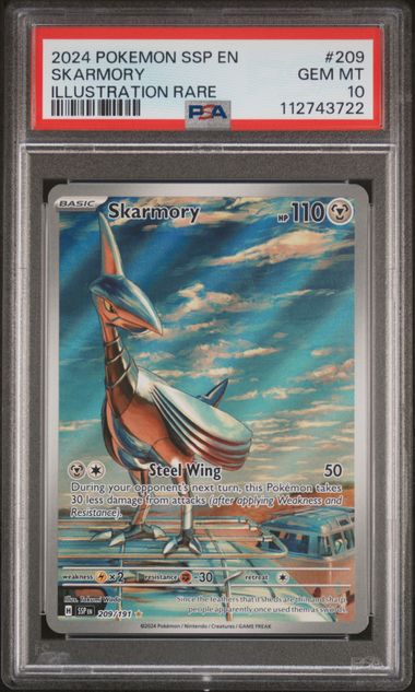 PSA 10 - 2024 POKEMON SSP EN-SURGING SPARKS #209 SKARMORY ILLUSTRATION RARE
