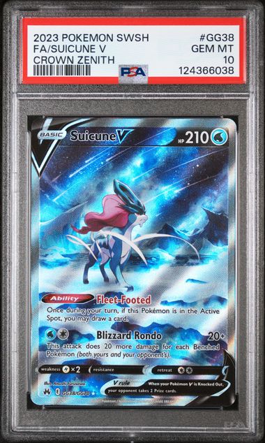 PSA 10 - 2023 POKEMON SWORD AND SHIELD CROWN ZENITH #GG38 FA/SUICUNE V CROWN ZENITH