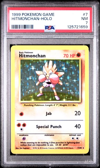 1999 Pokémon Game Hitmonchan Holo #7 PSA 7 Near Mint