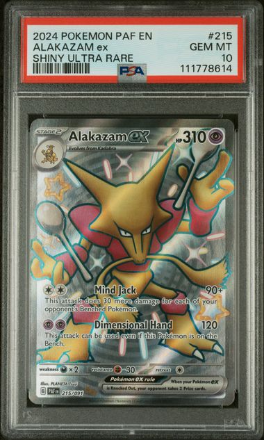 Pokémon Paldean Fates 2024 #215 Alakazam ex Shiny Ultra Rare PSA 10 Gem Mint
