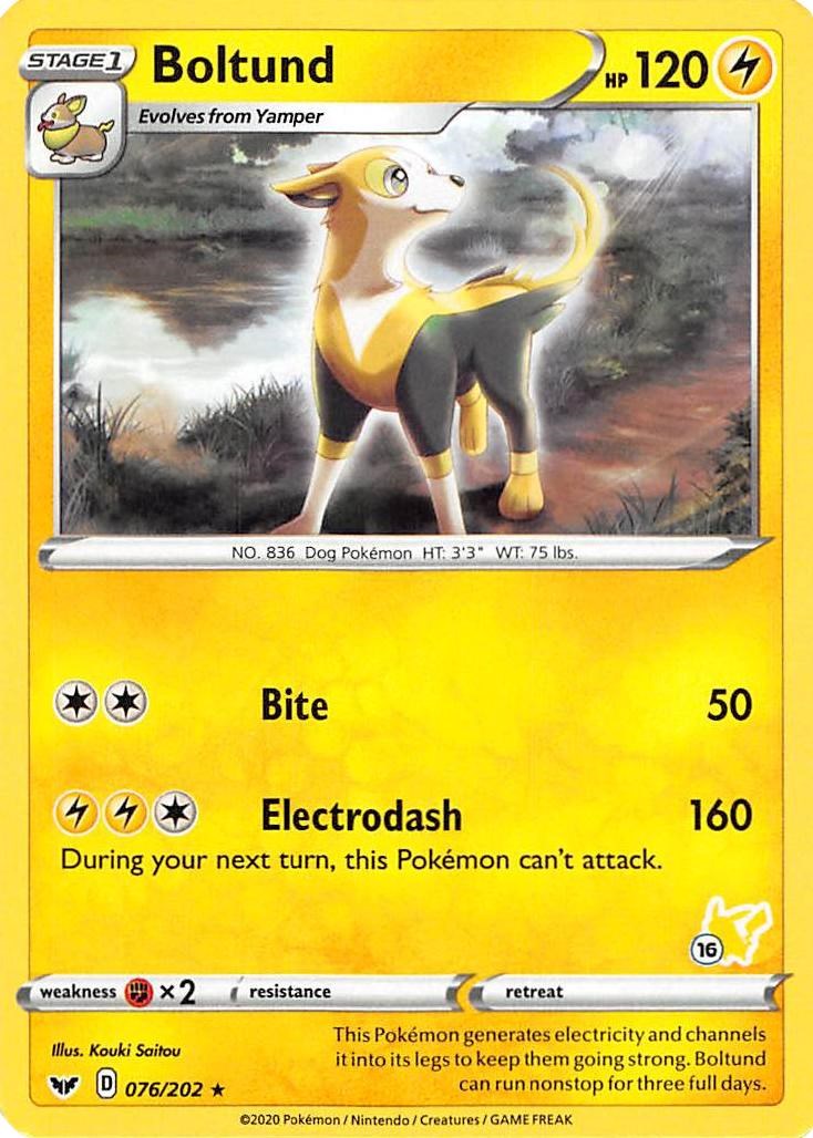 Boltund - 076/202 (#16 Pikachu Stamped)