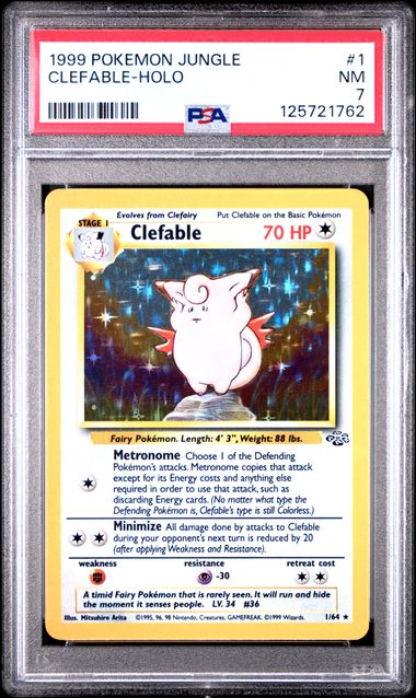 1999 Pokémon Jungle Clefable Holo #1 PSA 7 Near Mint