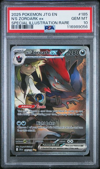 Pokémon Journey Together 2025 #185 N’s Zoroark ex Special Illustration Rare PSA 10 Gem Mint