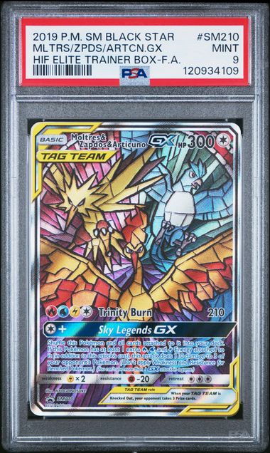 Pokémon SM Black Star Promo 2019 #SM210 Moltres & Zapdos & Articuno GX PSA 9 Mint