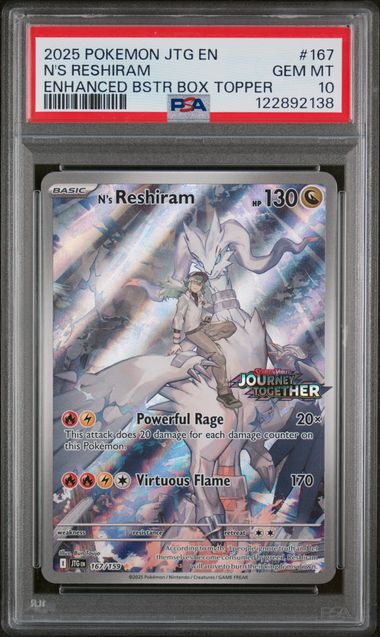 PSA 10 - 2025 POKEMON JTG EN-JOURNEY TOGETHER #167 N'S RESHIRAM ENHANCED BSTR BOX TOPPER