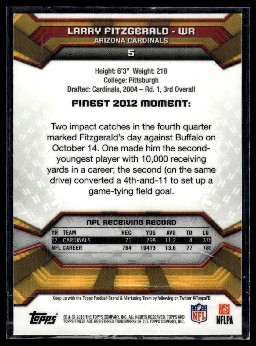 2013 Finest #5 Larry Fitzgerald