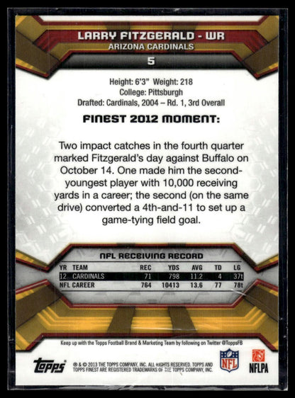 2013 Finest #5 Larry Fitzgerald