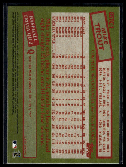 2020 Topps Chrome #85TC-1 Mike Trout 1985 Topps Baseball