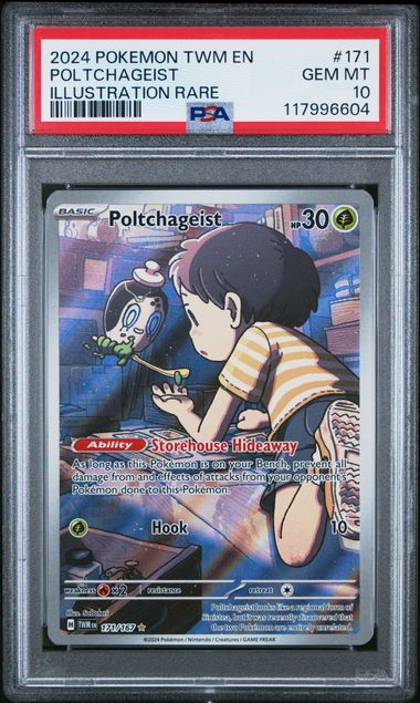 2024 Pokémon Twilight Masquerade #171 Poltchageist Illustration Rare – PSA 10 Gem Mint