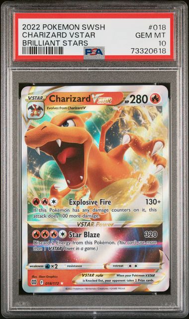 Pokémon Brilliant Stars 2022 #018 Charizard VSTAR PSA 10 Gem Mint