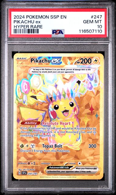 Pokémon Surging Sparks 2024 #247 Pikachu ex Hyper Rare PSA 10 Gem Mint