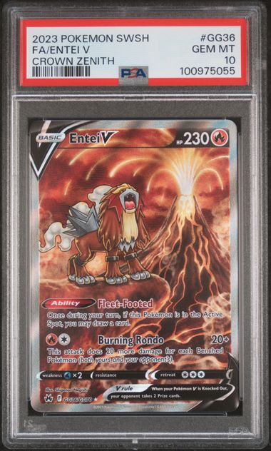 Pokémon Crown Zenith 2023 GG36 Entei V Full Art PSA 10 Gem Mint