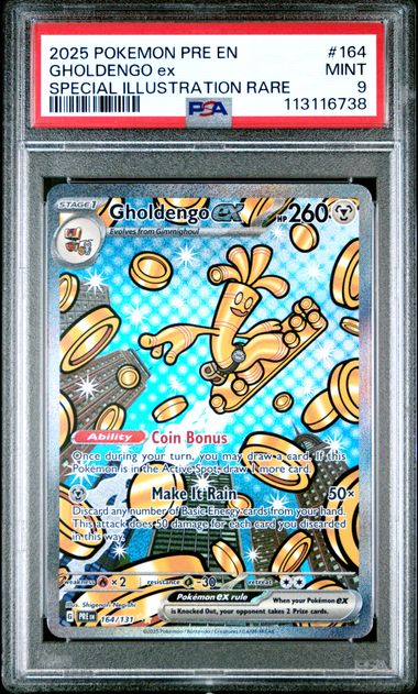 Pokémon Prismatic Evolutions 2025 #164 Gholdengo ex Special Illustration Rare PSA 9 Mint