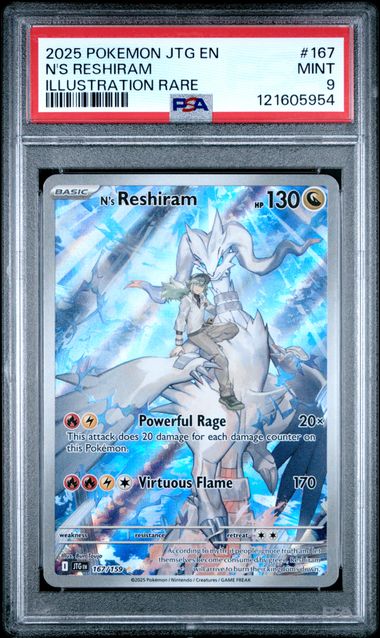 Pokémon Journey Together 2025 #167 N’s Reshiram Illustration Rare PSA 9 Mint