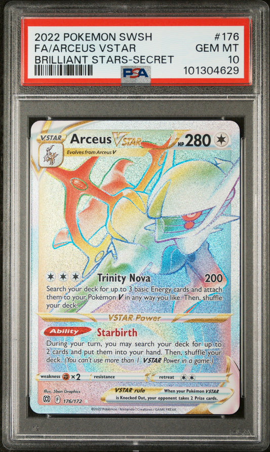 PSA 10 - 2022 POKEMON SWORD & SHIELD BRILLIANT STARS #176 FA/ARCEUS VSTAR BRILLIANT STARS-SECRET