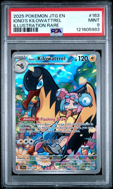 Pokémon Journey Together 2025 #163 Iono’s Kilowattrel Illustration Rare PSA 9 Mint