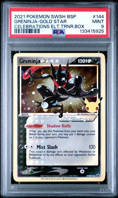 Pokémon SWSH Black Star Promo 2021 #144 Greninja Gold Star PSA 9 Mint
