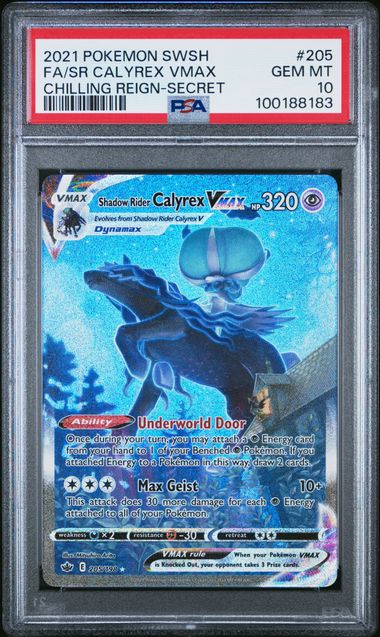 Pokémon Chilling Reign 2021 #205 Shadow Rider Calyrex VMAX Secret Rare PSA 10 Gem Mint