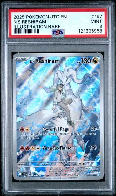 Pokémon Journey Together 2025 #167 N’s Reshiram Illustration Rare PSA 9 Mint