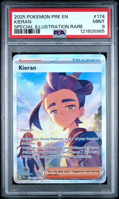 Pokémon Prismatic Evolutions 2025 #174 Kieran Special Illustration Rare PSA 9 Mint