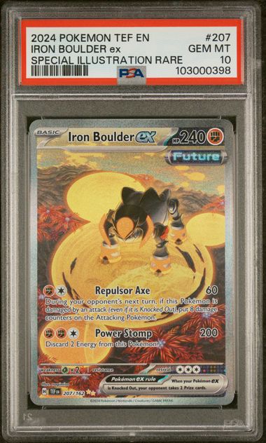 PSA 10 - 2024 POKEMON TEF EN-TEMPORAL FORCES #207 IRON BOULDER ex SPECIAL ILLUSTRATION RARE