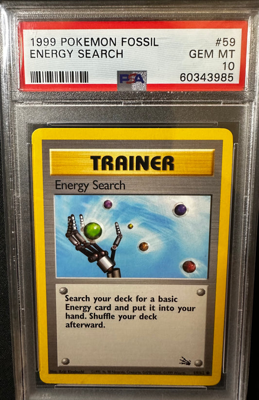 PSA 10 - 1999 POKEMON FOSSIL #59 ENERGY SEARCH