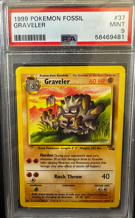 PSA 9 - 1999 POKEMON FOSSIL #37 GRAVELER