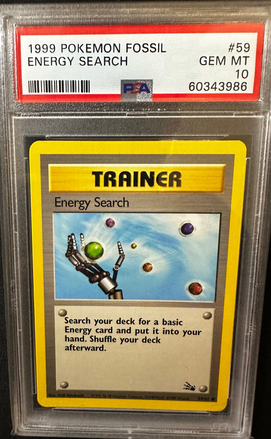 PSA 10 - 1999 POKEMON FOSSIL #59 ENERGY SEARCH
