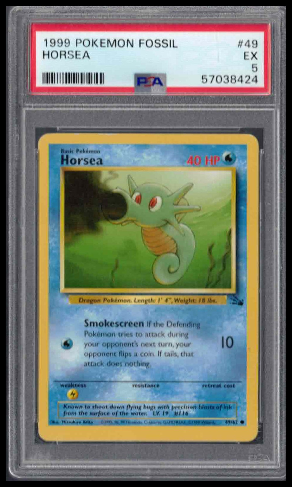 PSA 5 - 1999 POKEMON FOSSIL HORSEA