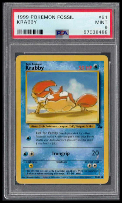 PSA 9 - 1999 POKEMON FOSSIL #51 KRABBY