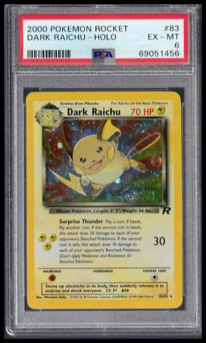 PSA 6 - 2000 POKEMON ROCKET #83 DARK RAICHU-HOLO