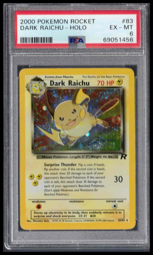 PSA 6 - 2000 POKEMON ROCKET #83 DARK RAICHU-HOLO