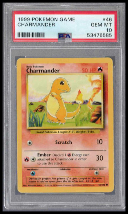 Pokémon Base Set 1999 #46 Charmander PSA 10 Gem Mint