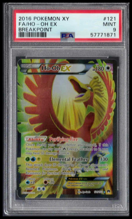 PSA 9 - 2016 POKEMON XY BREAKPOINT #121 FA/HO-OH EX BREAKPOINT