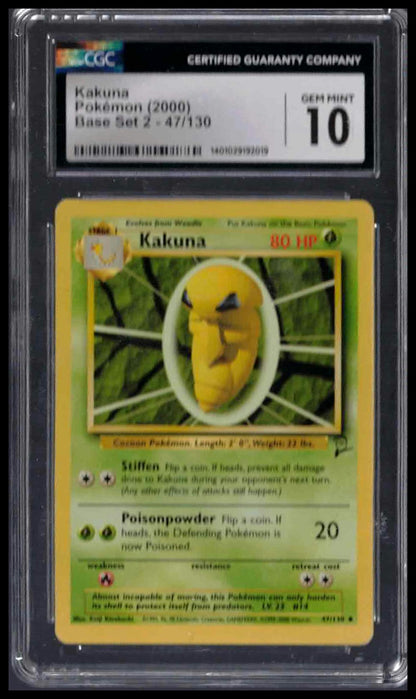 CGC 10 - Kakuna - 2000 Pokemon - Base Set 2 - #47/130