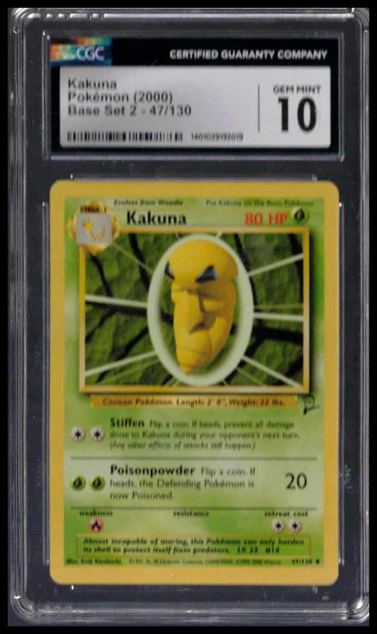 CGC 10 - Kakuna - 2000 Pokemon - Base Set 2 - #47/130