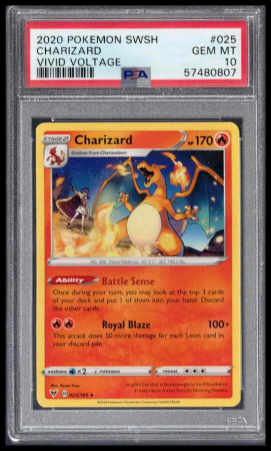 PSA 10 - 2020 POKEMON SWORD & SHIELD VIVID VOLTAGE #025 CHARIZARD VIVID VOLTAGE