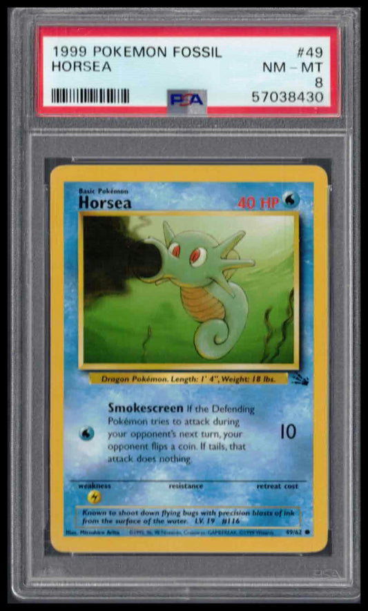 PSA 8 - 1999 POKEMON FOSSIL #49 HORSEA